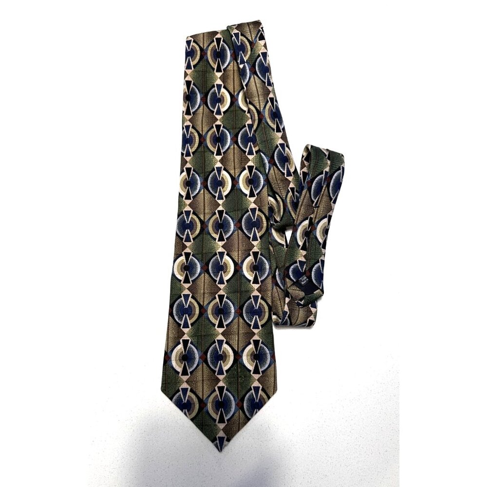 MARTIN WONG Men's Tie Multicolor Abstract 100% Silk Made in USA